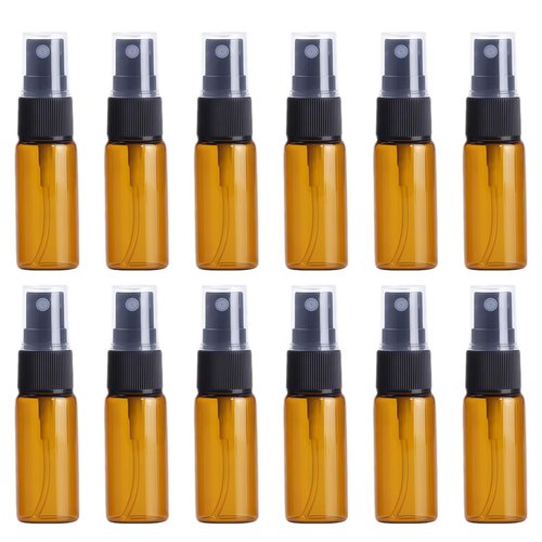 Sanyangboli 12PCS 15ML/0.5OZ Amber Glass Spray Bottle Perfume Bottles Sold Empty Fine Mist Spray Perfume Facial Water Container Cosmetic Jars for Cosmetic Packing
