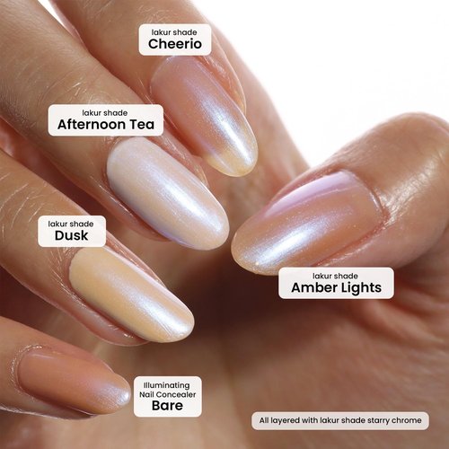 LONDONTOWN Lakur Nail Polish/Topper - Chrome Glaze - Enhanced Color Long Lasting Top Nail Coat Gel-free Shine Nail Look, Starry Chrome Topper, 0.4 oz