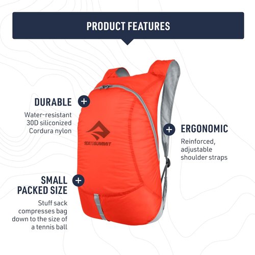 Sea to Summit Ultra-Sil Ultralight Day Pack - 20L Capacity in Atoll Blue for Easy Travel