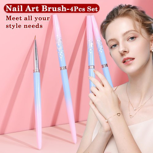 INENK for OPI Nail Polish Remover, 4PCS Nail Clean UP Brushes for Cleaning Polish Mistakes on the Cuticles, Acetone Resistant Nail Brush for Nail Art and Designs