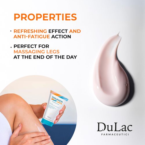 Dulac, Dinaven Legs Gel Cream, Cooling & Refreshing, with Diosmin & Menthol, Horse Chestnut Extract, Butcher's Broom & Red Vine, Fast-Absorbing, Non-Greasy, Daily Leg Care, 6.76 fl oz, Made in Italy