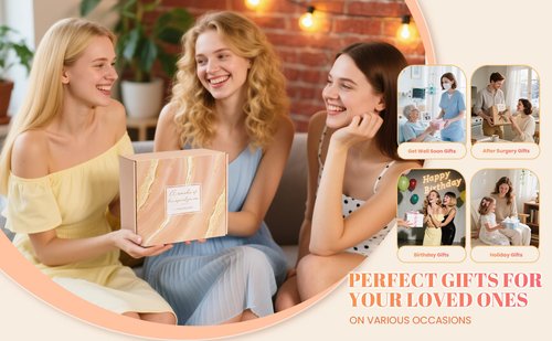 Birthday Gifts for Women Self Care Get Well Soon Gifts, Vanilla Coconut Relaxing Spa Basket Care Package, Unique Gifts for Mom, Sister, Wife, Girlfriend, Grandma