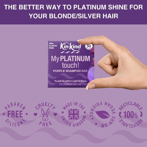 KinKind Toning Purple Shampoo Bar - Perfect for Blonde, Silver & White Hair | Vegan Travel-Friendly Solid Bar - Up to 50 Washes