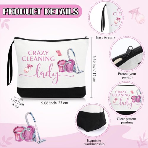 Kacctyen 3 Pcs Housekeeping Appreciation Gift, Housekeeping Week Tote Bag Cosmetic Makeup Bag Cleaning Keychain for Cleaning Service Staff Coworker