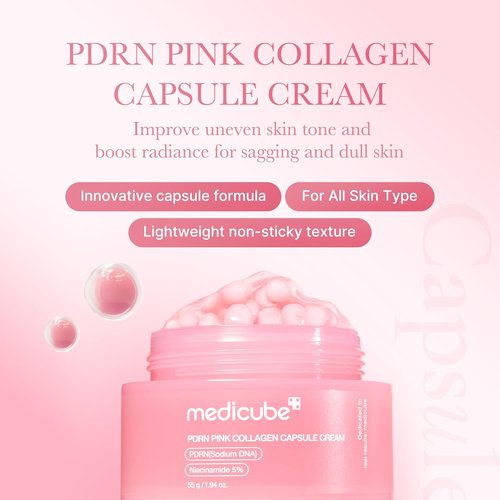 Medicube Capsule Cream - Salmon DNA PDRN Pink Collagen | Lightweight Moisturizer for Glowing Skin | 1.94 oz
