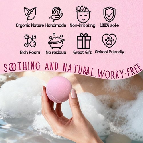 GETT Rose Bath Bombs 4-pcs, Individually Wrapped Bath Bombs for Men & Women, Luxury Gift Set with Vegan and Essential Oils, Relaxing and Moisturizing Bubble Bath, Organic Bath Essentials for All