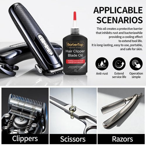 BarberTop Premium Hair Clipper Blade Lubricating Oil for Clippers, with Oil Dip Box and Barber Clipper Brush