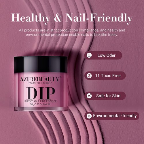 AZUREBEAUTY Dip Powder Nail Kit Starter Glitter Purple Nude Brown 8 Colors 30 Pcs with Nail Swatch Sticks, Dipping Powder Liquid Set Matte Top Coat for Fall Winter Nail Art Manicure Salon DIY Home