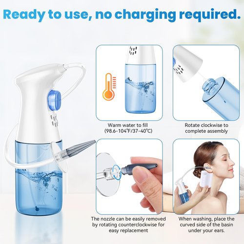 Ear Dryer - Rechargeable Ear Water Remover - Manual Ear Irrigation Flushing System
