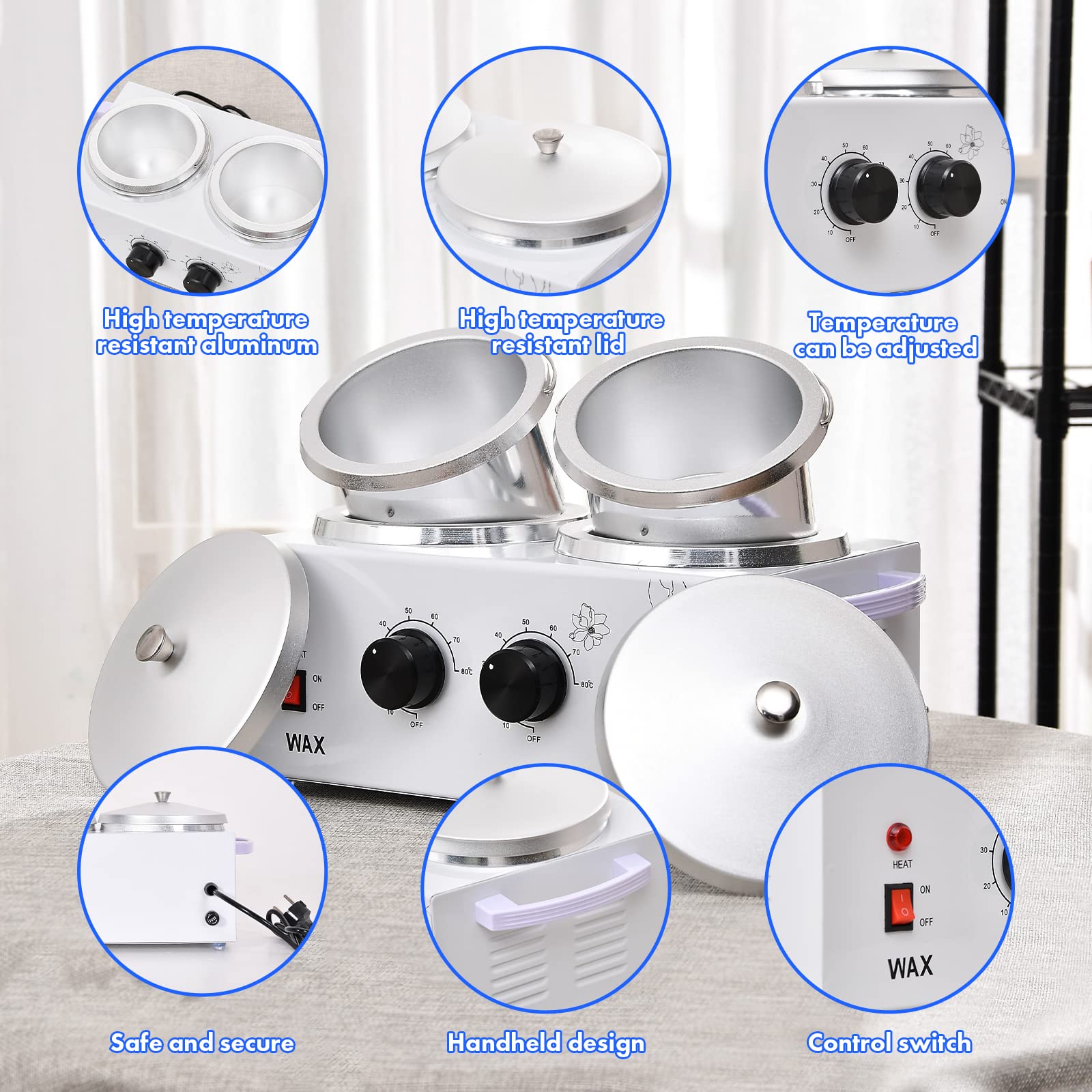 WAOYPGZ Waxing Kit Portable Wax Warmer Machine (double pots)