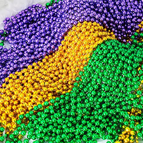 120-Piece Metallic Bead Necklaces for Mardi Gras Party Decorations
