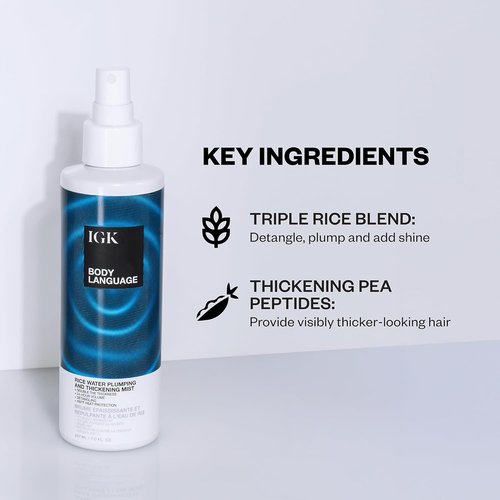 IGK Body Language Rice Water Plumping - Nourishing Hair Treatment for Volume & Shine