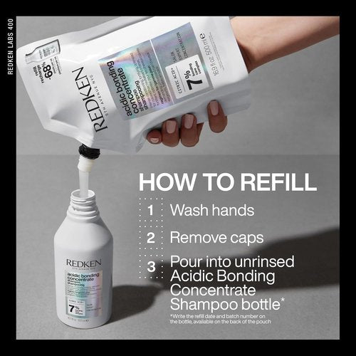 Redken Bonding Shampoo - Damaged Hair Repair | Acidic Bonding Concentrate | 16.9 Fl. Oz. Refill