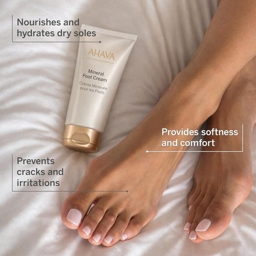 AHAVA Dead Sea Water Mineral Foot Cream - Nourishing Hydration for Dry Feet | Prevent Cracks & Irritations