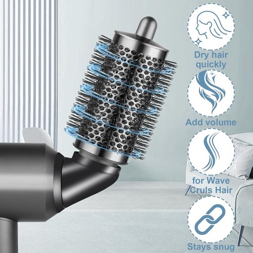 Dyson Large Round Volumizing Brush Attachment - 360° Rotatable Adaptor for Enhanced Hair Volume