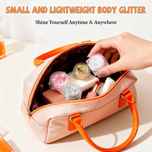 Skiennix Body Glitter - 12 Shapes Fine & Chunky Glitter Gel for Makeup & Festivals | White Scheme