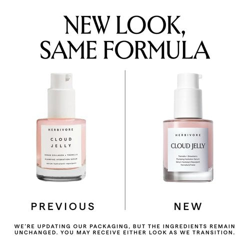 HERBIVORE Cloud Jelly Plumping Hydration Serum | Tremella Mushroom + Strawberry Extract, Lightweight, Deep Hydration for All Skin Types | Vegan, Plant-Based + Cruelty-Free, 30 mL / 1 oz