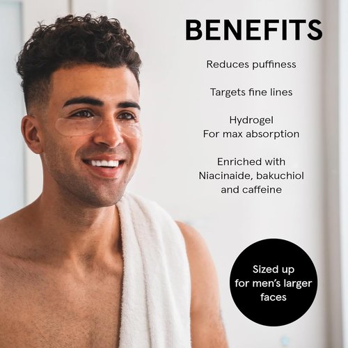 JAXON LANE BRO Mask | Hydrogel Under Eye Patches for Men - Anti-Aging Treatment for Dark Circles (6 Pack)