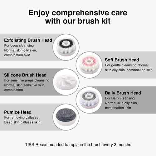 UMICKOO Electric Facial Cleansing Brush with LCD Screen, 3-in-1 Face Scrubber & Optional Blackhead Remover, Rechargeable, IPX7 Waterproof, Gentle Daily & Deep Cleaning for All Skin Types