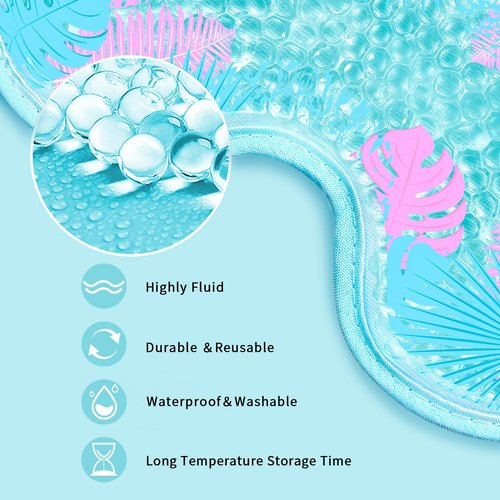 2PCS Cooling Eye Mask Gel Eye Mask, Reusable Hot Cold Therapy cold eye mask for Post Surgery, Puffiness, Dark Circles, Eye Bags, Dry Eyes, Migraines with Soft Plush Backing (Butterfly+Leaves)