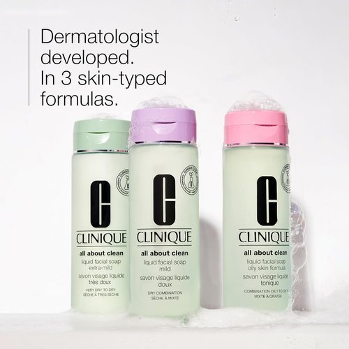 Clinique 3-Step Face Care Set - Liquid Soap, Exfoliating Lotion & Moisturizer for Dry Skin