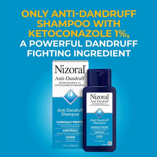 Nizoral Anti-Dandruff Shampoo - 1% Ketoconazole Formula for Effective Scalp Relief | Fresh Scent, 7 Fl Oz