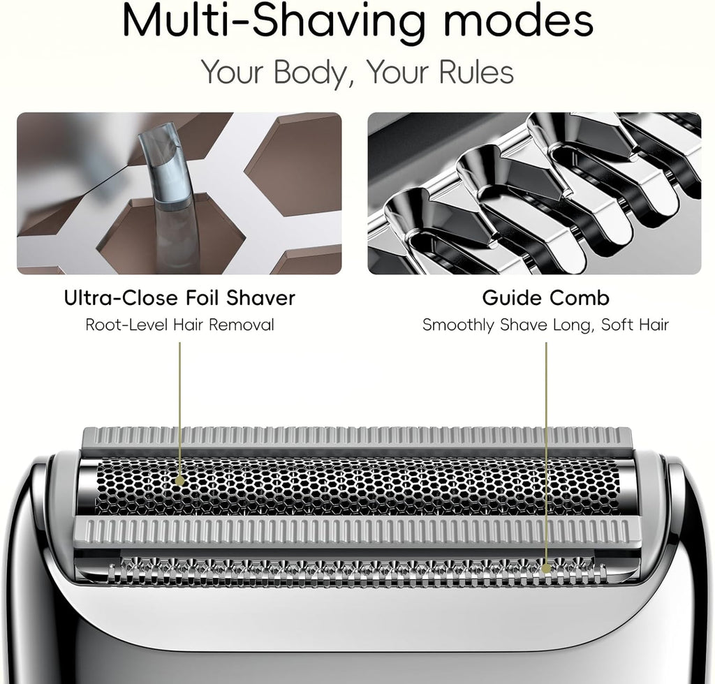 Yoose Electric Razor for Women - IPX7 Waterproof Bikini Trimmer with USB-C & Multi Shaving Modes | Portable Porcelain White