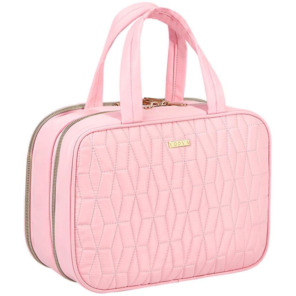 Voova Hanging Travel Toiletry Bag for Women Men, Waterproof Makeup Cosmetic Organizer Holder for Toiletries Accessories, Traveling Essentials,Shampoo,Full-Sized Container, Brushes Kit Set, Pink