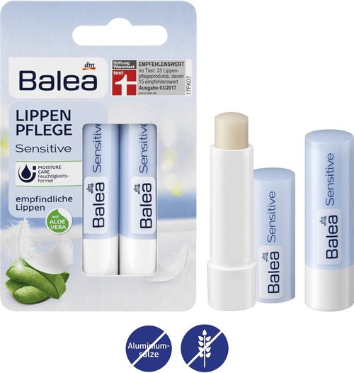 Balea Sensitive Lip Care - Nourishing Aloe Vera, Avocado & Almond Oil | 2-Pack from Germany