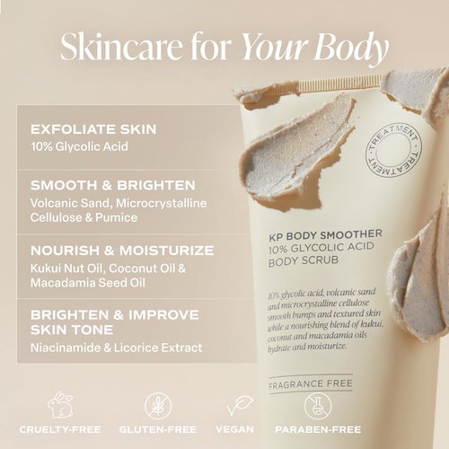 Saltair KP Body Scrub - 10% Glycolic Acid Exfoliator with Volcanic Sand | Fragrance-Free, 10oz for Smooth Skin