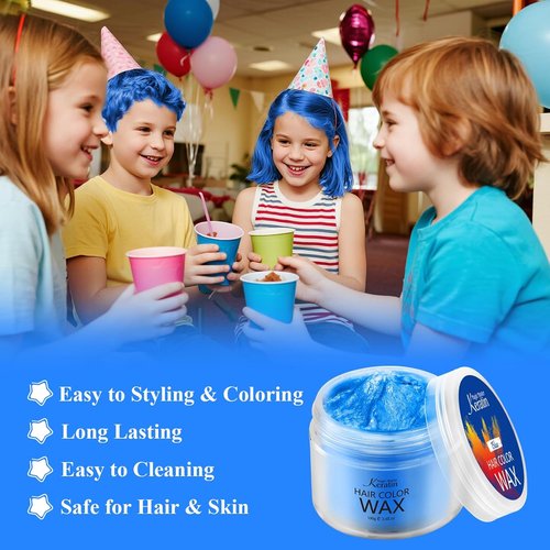 Magic Master Keratin Hair Color Wax - Instant Temporary Hair Dye for Kids & Adults | Blue - 3.4 Fl Oz