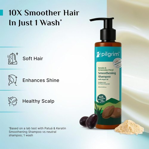 Pilgrim Patuá & Keratin Hair Smoothing Shampoo - Anti-Frizz Formula for Soft, Shiny Hair | 6.76 Fl Oz (200ml)