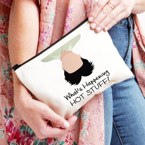 Six Candle Movie Quote Makeup Bag 80s Movie Lovers Gift What's Happening HOT STUFF Zipper Pouch (HOT STUFF)