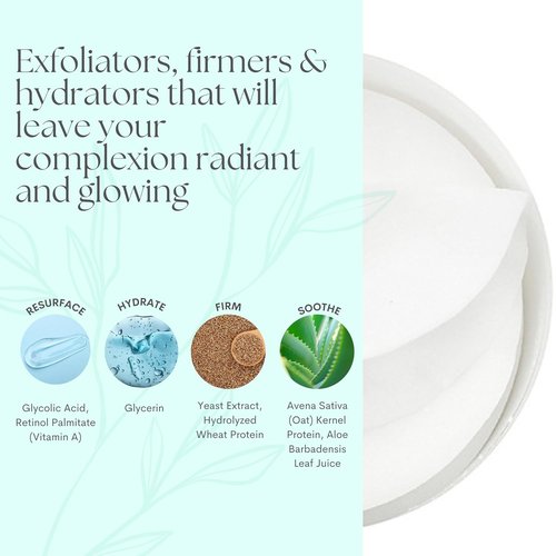 Serious Skincare Glycolic Acid Treatment Pads - Exfoliating Face Discs with Vitamin E & Aloe | 2 Pack (60 Pads Each)