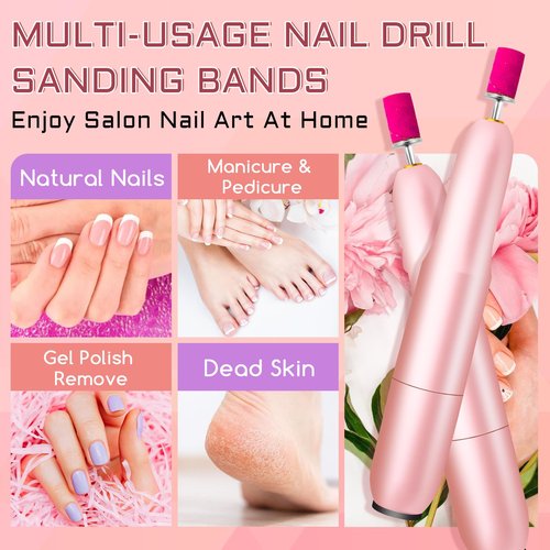 200Pcs Nails Sanding Band, 180 Grit Zebra Sanding Band for Nail Drill Fine Grit Sanding Bands with 3/32” Nail Sanding Bit for Natural, Gel Nail, Sand Band 180 Grit Set for Manicure & Pedicure