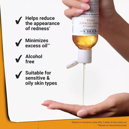Kiehl's Calendula Herbal Extract Toner - Soothing Alcohol-Free Formula for Normal to Oily Skin | Reduces Redness & Improves Texture