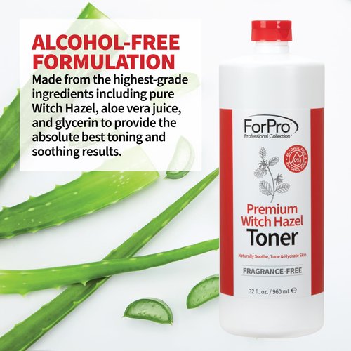 ForPro Premium Witch Hazel Toner, Alcohol-Free, Naturally Soothe, Tone & Hydrate Skin, Vegan, Fragrance-Free, 32 Fl Oz