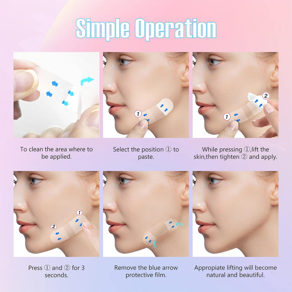 YAGUVI Face Lift Tape, Face Lift Tape Invisible, Face Tape Lifting Invisible, Face Tape Instantly Lifts Sagging Skin Around The Face, Hides The Double Chin and Creates A v-Shaped Face 60PCS