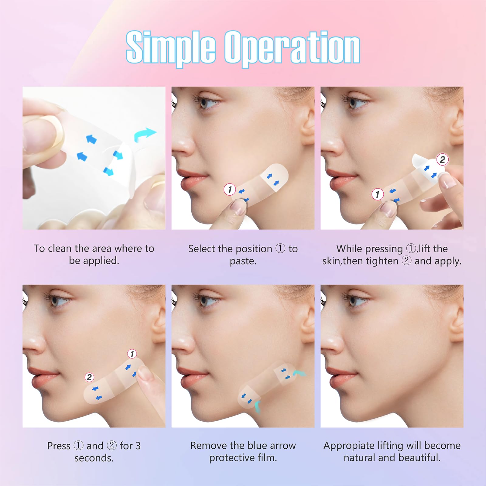 YAGUVI Face Lift Tape, Face Lift Tape Invisible, Face Tape Lifting Invisible, Face Tape Instantly Lifts Sagging Skin Around The Face, Hides The Double Chin and Creates A v-Shaped Face 60PCS