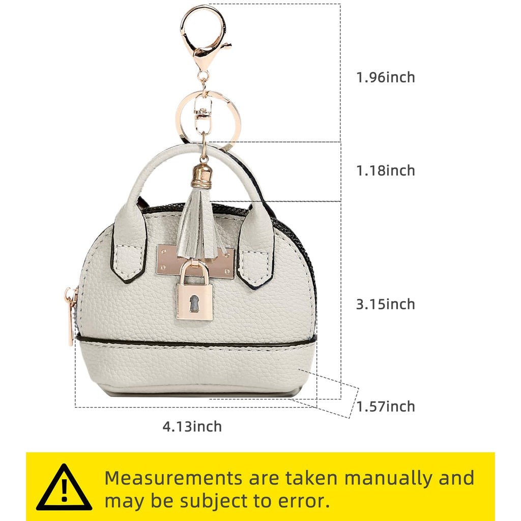YJUBAOA 2 pcs Mini Makeup Bag for Women PU Leather Backpack Keychain Mini Wallet Key Pocket Lipstick Bag Card Holder (Handbag, White + Black)