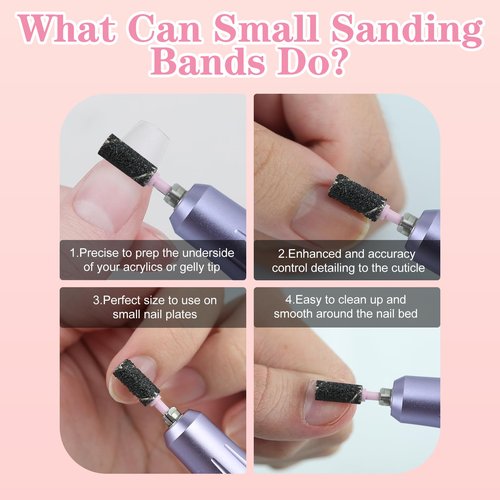 C12rtive 100 Pcs 3mm Professional Small Sanding Bands & 2Pcs Small Mandrel Bit Set for Nail Drill,150# Upgrade Design 3mm Nail File for Manicures and Pedicure with Stainless Steel Shaft