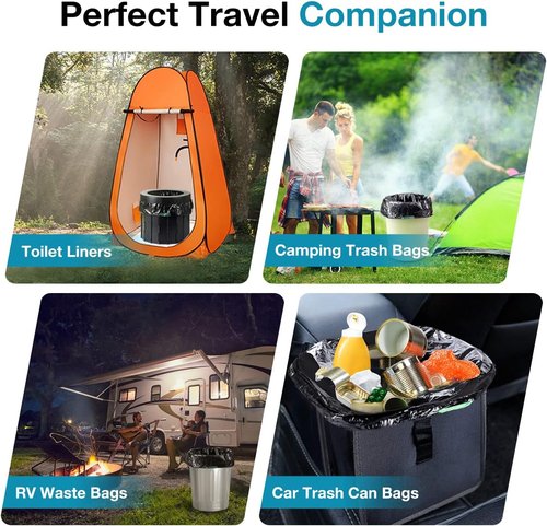 TRIPTIPS Portable Toilet Bags - Leak-Proof 8 Gallon Camping Waste Bags | Ideal for Hiking & Travel