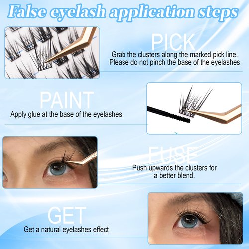Lash Clusters Cat Eye False Eyelashes, Wispy Natural Cluster Lashes, J Curl 12–14MM Individual Winged Lash Extensions, Soft Fake Eyelash Beginner-Friendly