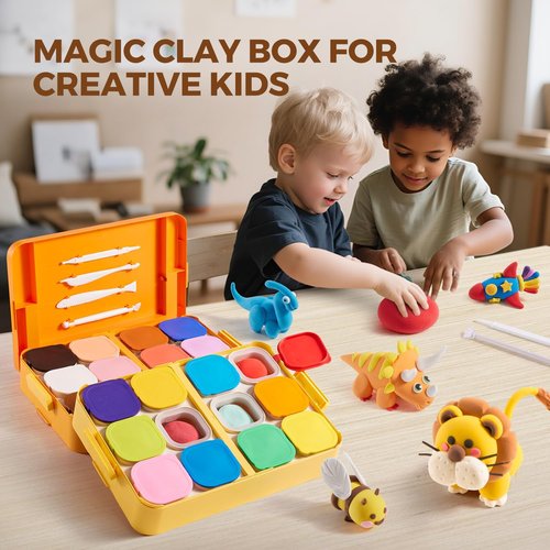 Skiennix Air Dry Clay Kit for Kids - Complete Modeling Set with Storage Box & Tools | Ages 6-12