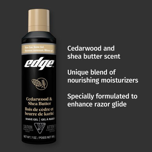 Edge Shave Gel for Men, Cedarwood & Shea Butter, 7oz (3 Pack) - Shaving Gel For Men That Moisturizes, Protects and Soothes To Help Reduce Skin Irritation (Packaging May Vary)