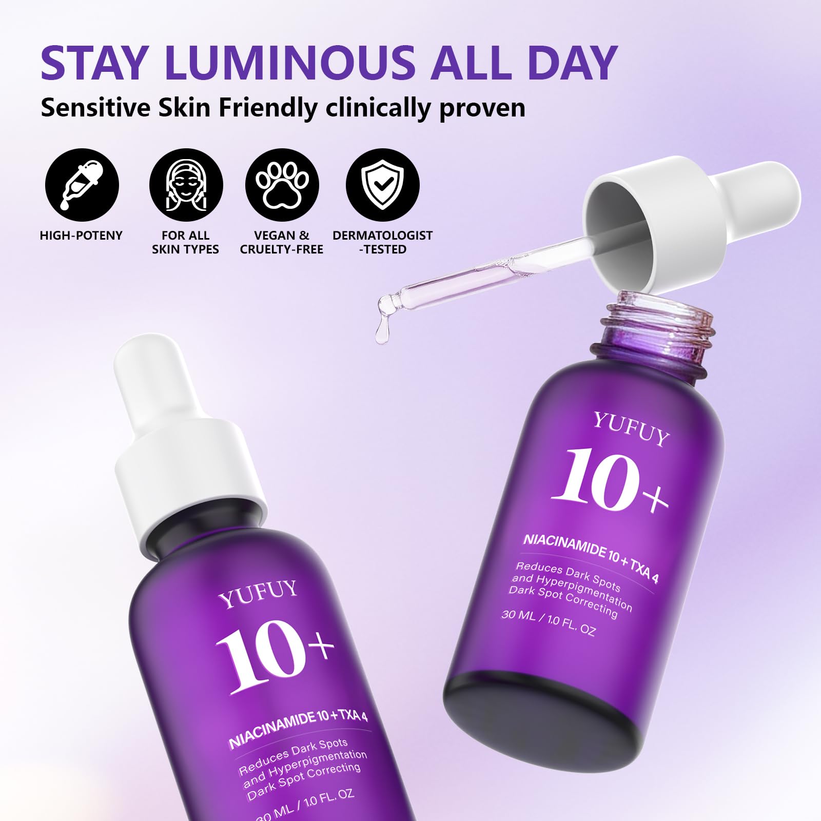 YUFUY Niacinamide 10 + TXA 4 Serum, Hyaluronic Acid, Tranexamic acid, Uneven Tone Care, Facial Serum For Glass Skin, Centella Soothing, Postnatal Skincare, Korean Skin care (30ml/1.01 fl.oz)