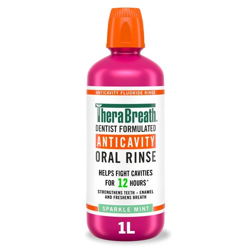TheraBreath Anticavity Fluoride Mouthwash, Sparkle Mint, Dentist Formulated, 1 Liter