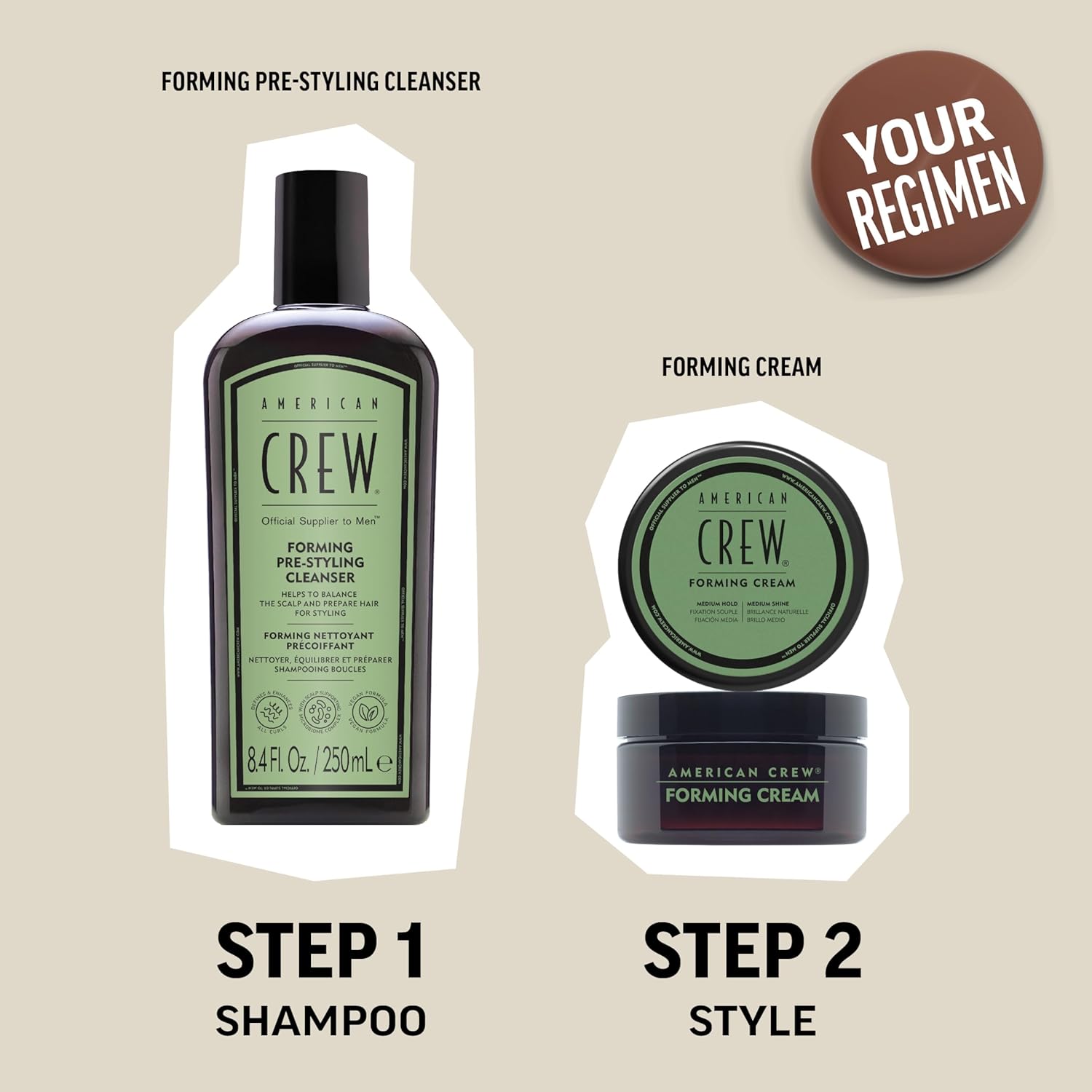 American Crew Hair Forming Cream - Medium Hold & Shine for Men | 3 oz Styling Solution