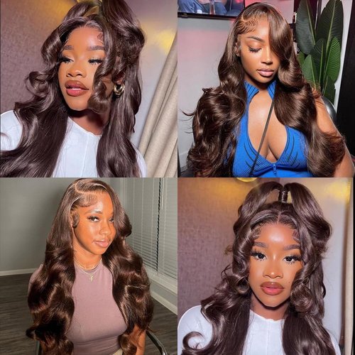 ALLRUN Brown Body Wave Bundle Human Hair 16 Inch Hair Weave Human Hair 1 Bundle 10A 100% Unprocessed Brazilian Remy Virgin Raw Hair Extensions 4# Color Reddish Brown