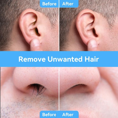 FOCTXI Nose Wax Kit - Portable Ear Nose Hair Waxing Kit for Men and Women with 100g Ｗax, 10 Applicators, 40 Nose Hair Sticks, 10 Mustache & 10 Ear Protectors, Wax Warmer Kit for Hair Removal